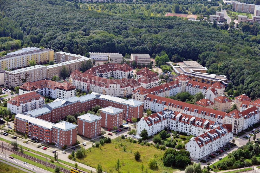 Luftaufnahme Leipzig - Heiterblick - Mehrfamilienhäuser im Stadtbezirk Ost in Leipzig, Sachsen