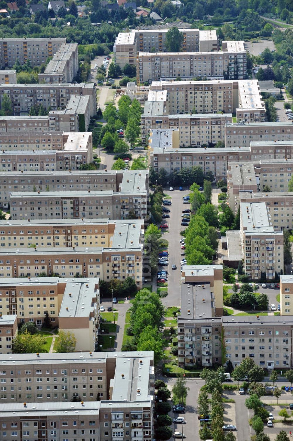 Leipzig - Heiterblick von oben - Mehrfamilienhäuser im Stadtbezirk Ost in Leipzig, Sachsen