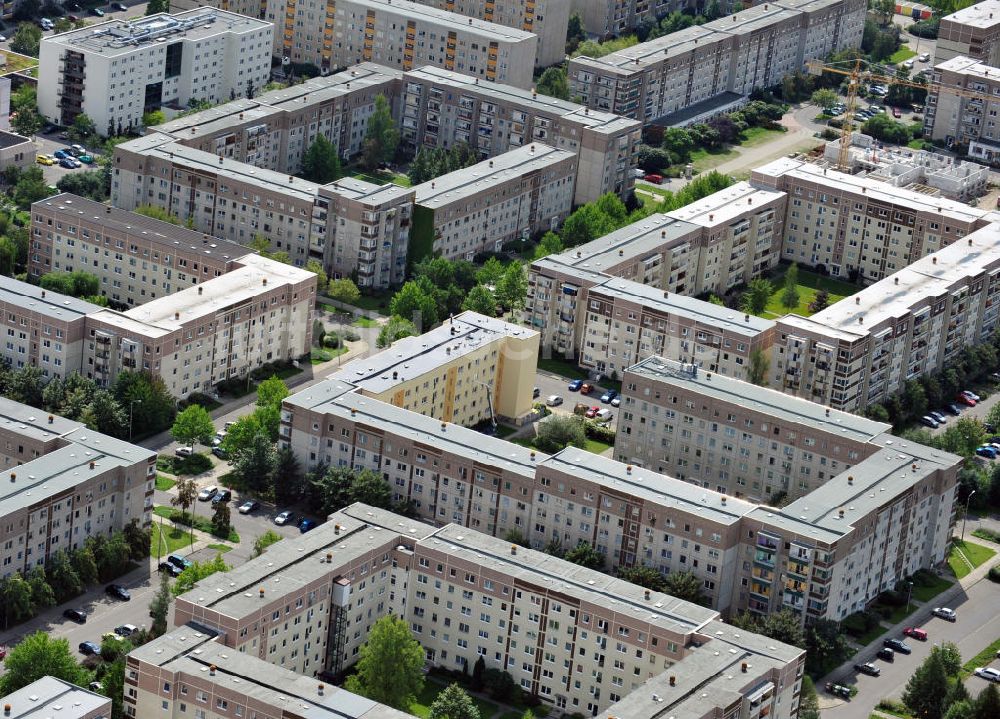 Leipzig - Heiterblick von oben - Mehrfamilienhäuser im Stadtbezirk Ost in Leipzig, Sachsen