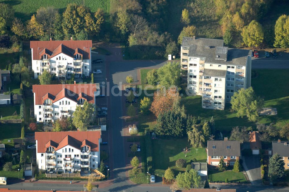 Bönen aus der Vogelperspektive: Mehrfamilienhäuser im Wohngebiet Im Hasenwinkel 9 in 59199 Bönen