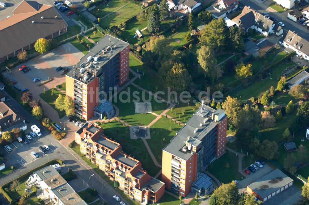 Luftaufnahme Bergkamen - Mehrfamilienhäuser im Wohnneubaugebiet an der Celler Straße in Bergkamen