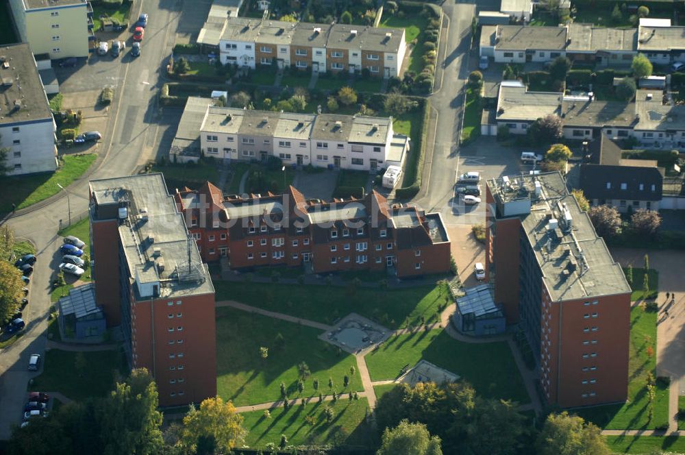 Bergkamen von oben - Mehrfamilienhäuser im Wohnneubaugebiet an der Celler Straße in Bergkamen