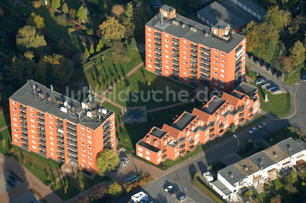 Bergkamen von oben - Mehrfamilienhäuser im Wohnneubaugebiet an der Celler Straße in Bergkamen