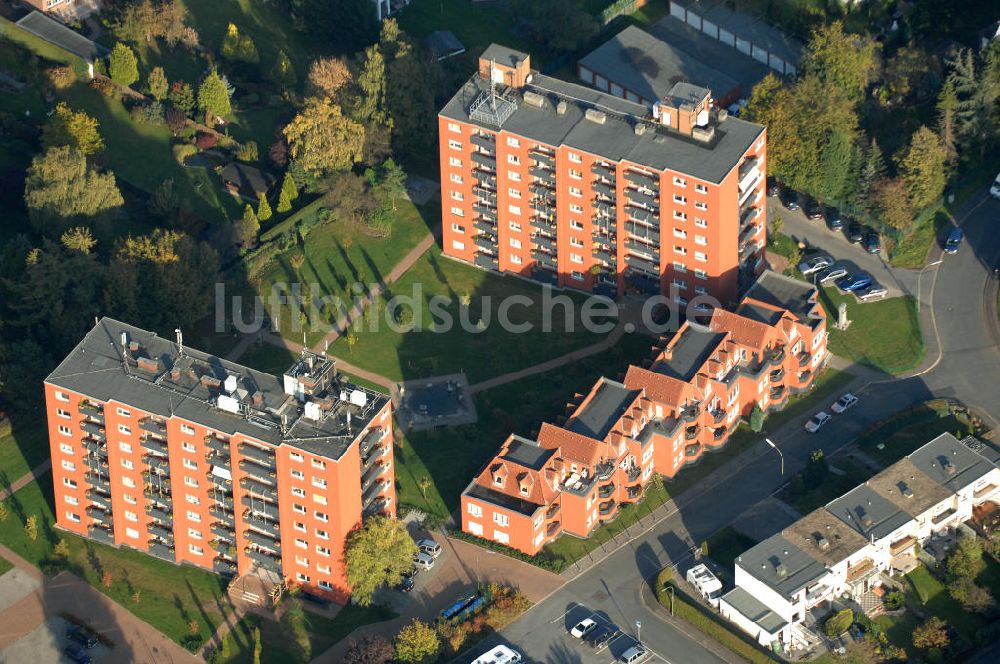 Bergkamen aus der Vogelperspektive: Mehrfamilienhäuser im Wohnneubaugebiet an der Celler Straße in Bergkamen