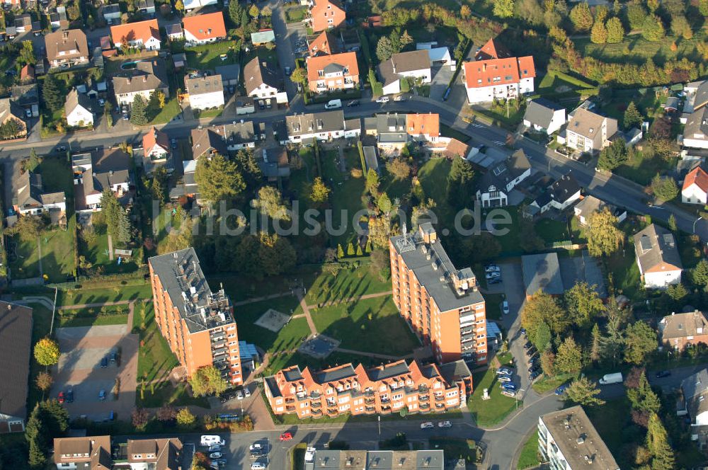 Bergkamen aus der Vogelperspektive: Mehrfamilienhäuser im Wohnneubaugebiet an der Celler Straße in Bergkamen