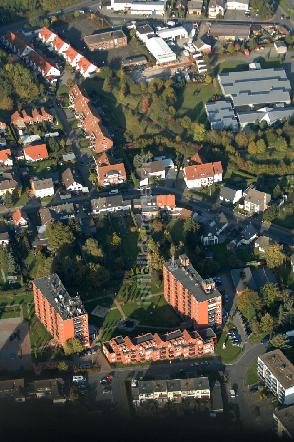 Luftbild Bergkamen - Mehrfamilienhäuser im Wohnneubaugebiet an der Celler Straße in Bergkamen