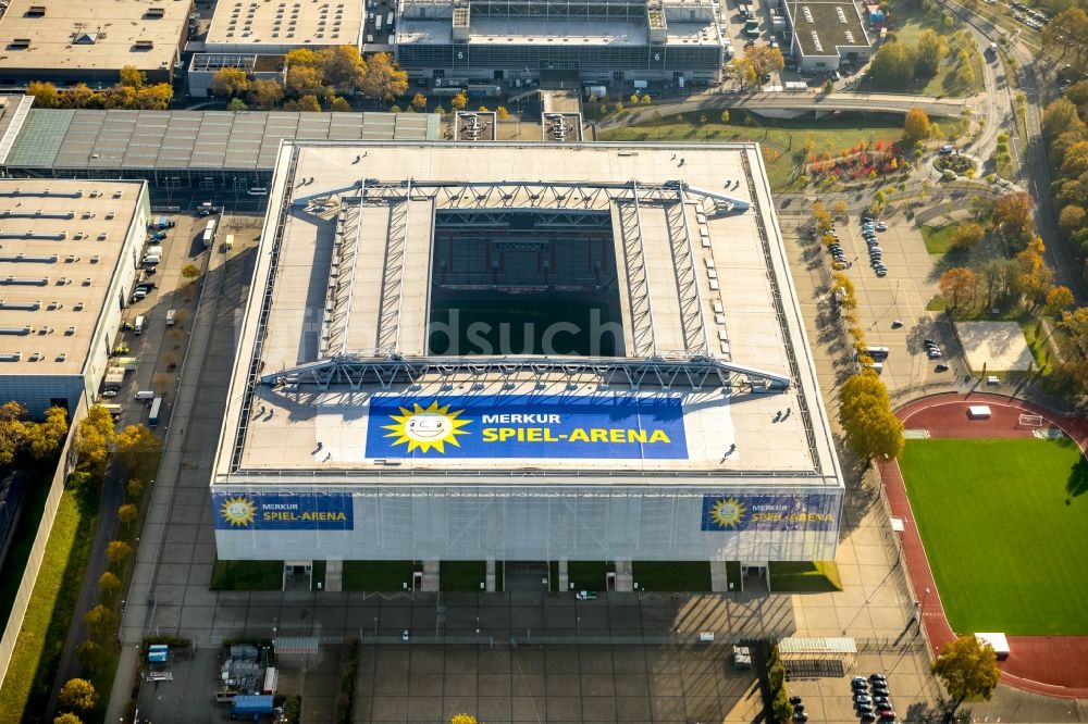 Düsseldorf aus der Vogelperspektive: MERKUR SPIEL-ARENA in Düsseldorf im Bundesland Nordrhein-Westfalen