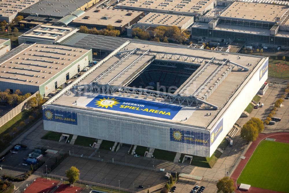 Luftbild Düsseldorf - MERKUR SPIEL-ARENA in Düsseldorf im Bundesland Nordrhein-Westfalen