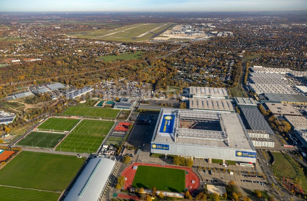 Düsseldorf aus der Vogelperspektive: MERKUR SPIEL-ARENA in Düsseldorf im Bundesland Nordrhein-Westfalen