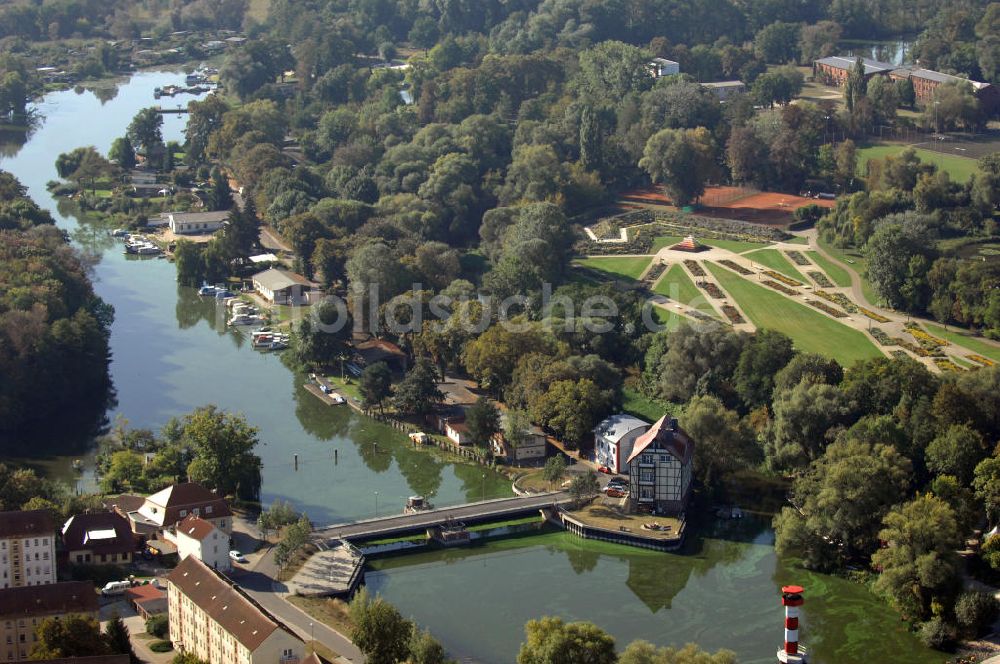 Luftbild Rathenow - Mühlendammbrücke in Rathenow