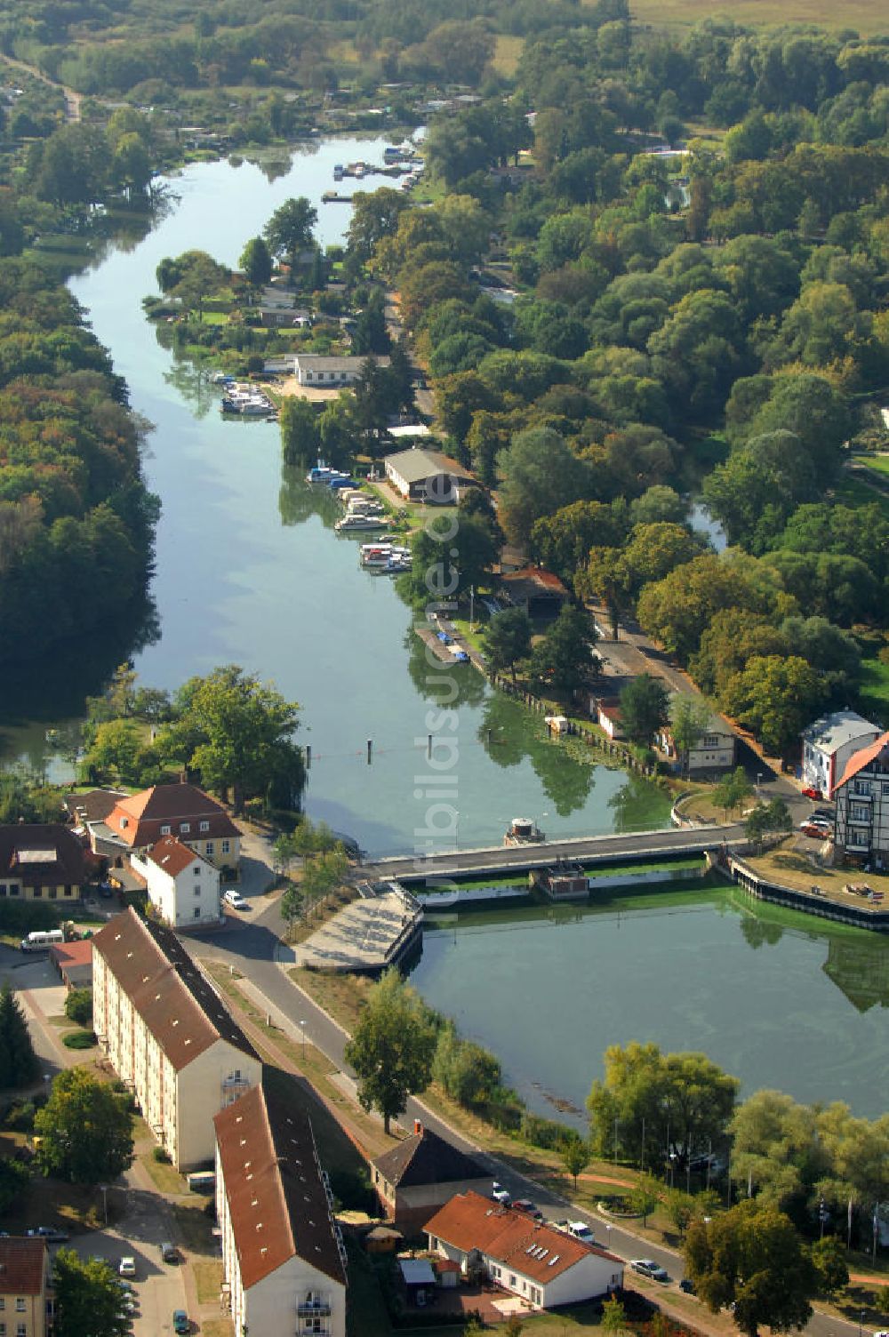 Luftaufnahme Rathenow - Mühlendammbrücke in Rathenow