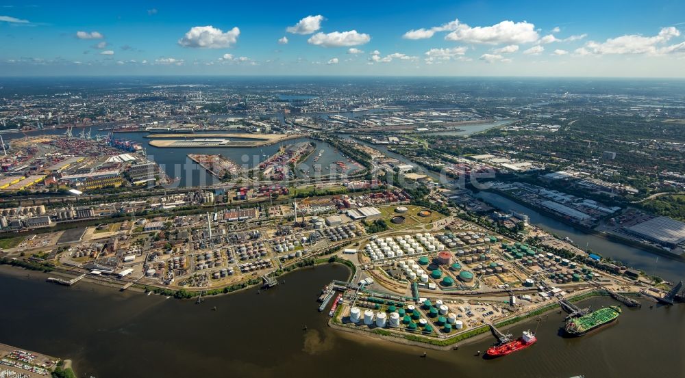 Hamburg aus der Vogelperspektive: Mineralöl - Hochtanklager am Neuhöfer Hafen an der Rethe in Hamburg