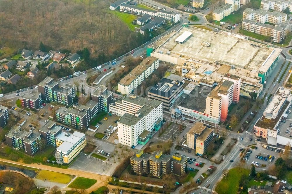 Bergkamen von oben - Mischbebauung der Wohngebiets- und Gewerbeflächen in Bergkamen im Bundesland Nordrhein-Westfalen, Deutschland