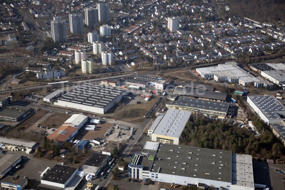 Luftbild Dietzenbach - Mischbebauung der Wohngebiets- und Gewerbeflächen im Ortsteil Steinberg in Dietzenbach im Bundesland Hessen