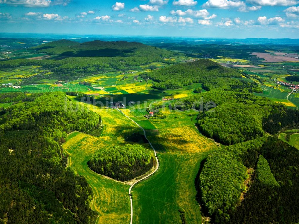 Luftaufnahme Bermbach - Mittelgebirgslandschaft Thüringische Rhön in Bermbach im Bundesland Thüringen, Deutschland