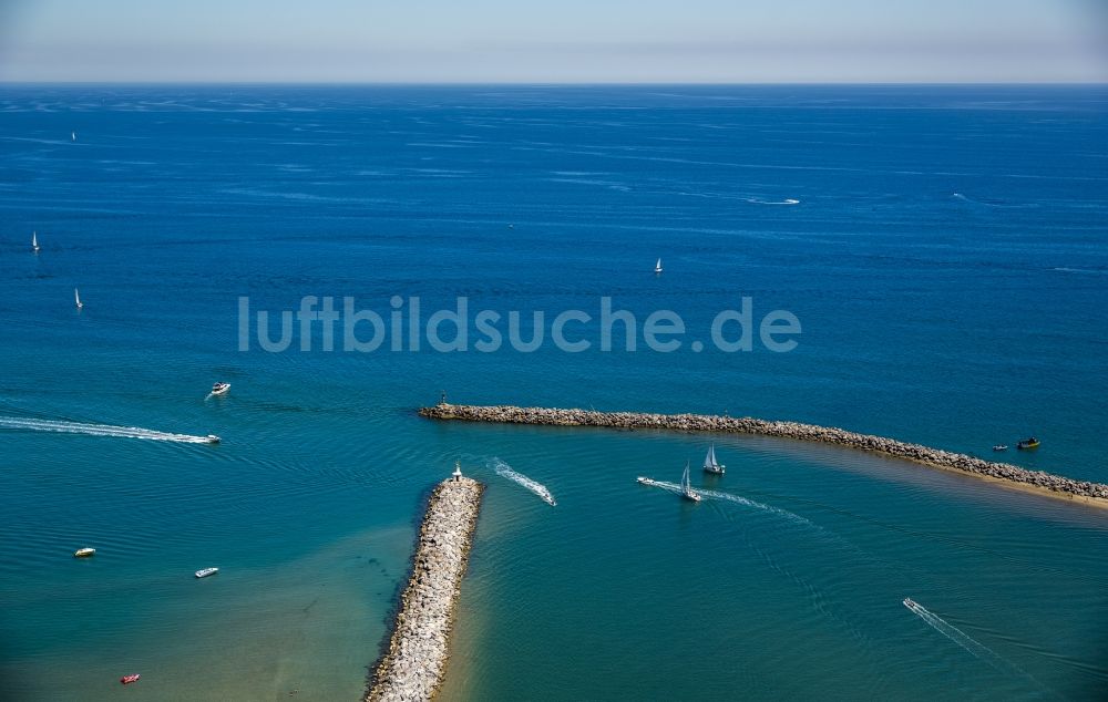 Luftaufnahme Leucate - Mittelmeer- Küsten Mole vor Leucate in Frankreich