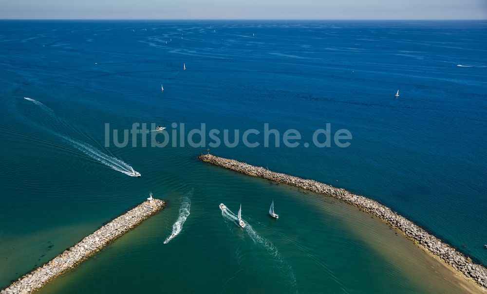 Leucate von oben - Mittelmeer- Küsten Mole vor Leucate in Frankreich