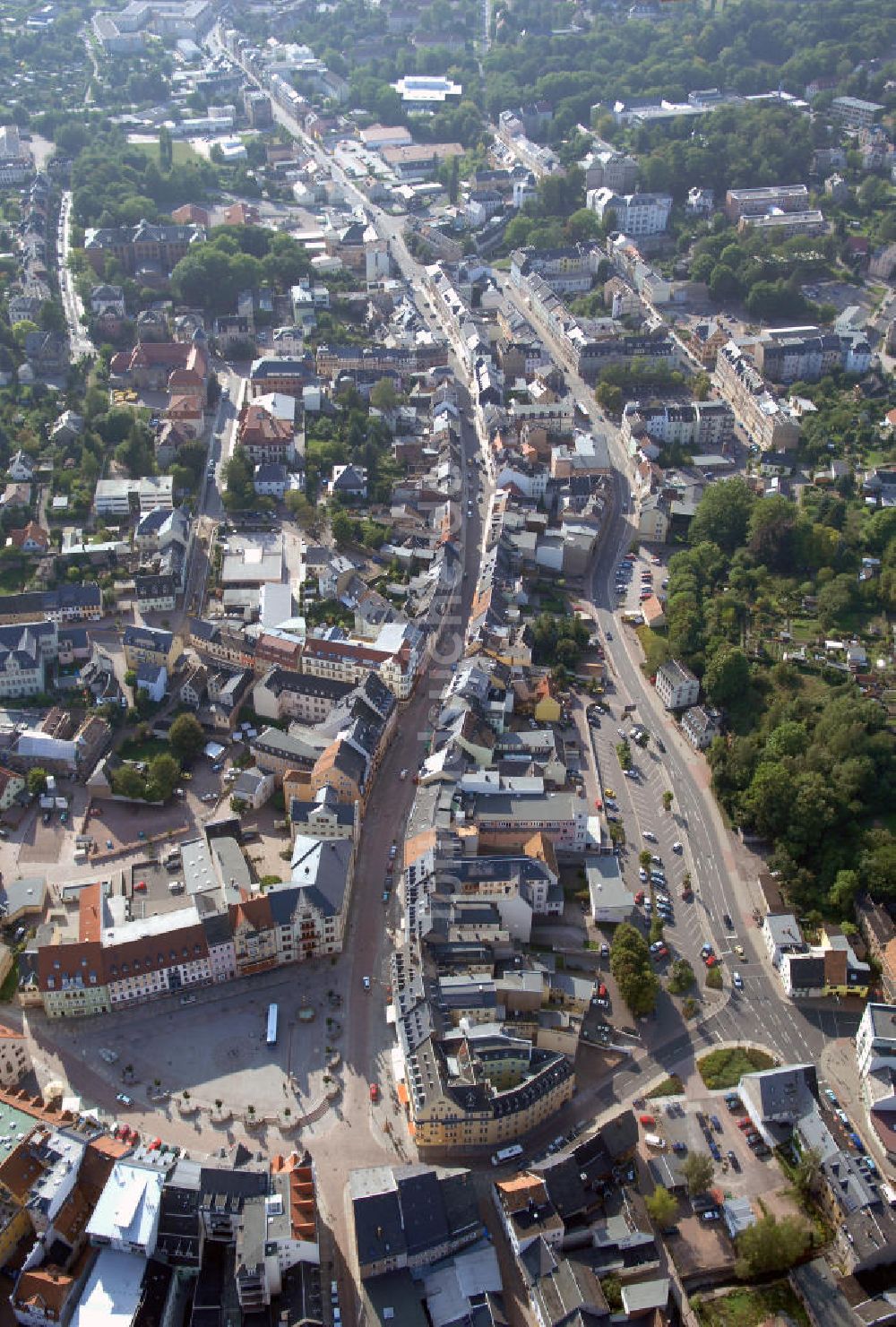 Luftaufnahme Mittweida - Mittweida Stadtzentrum mit der Freiberger Straße und der Zimmerstraße