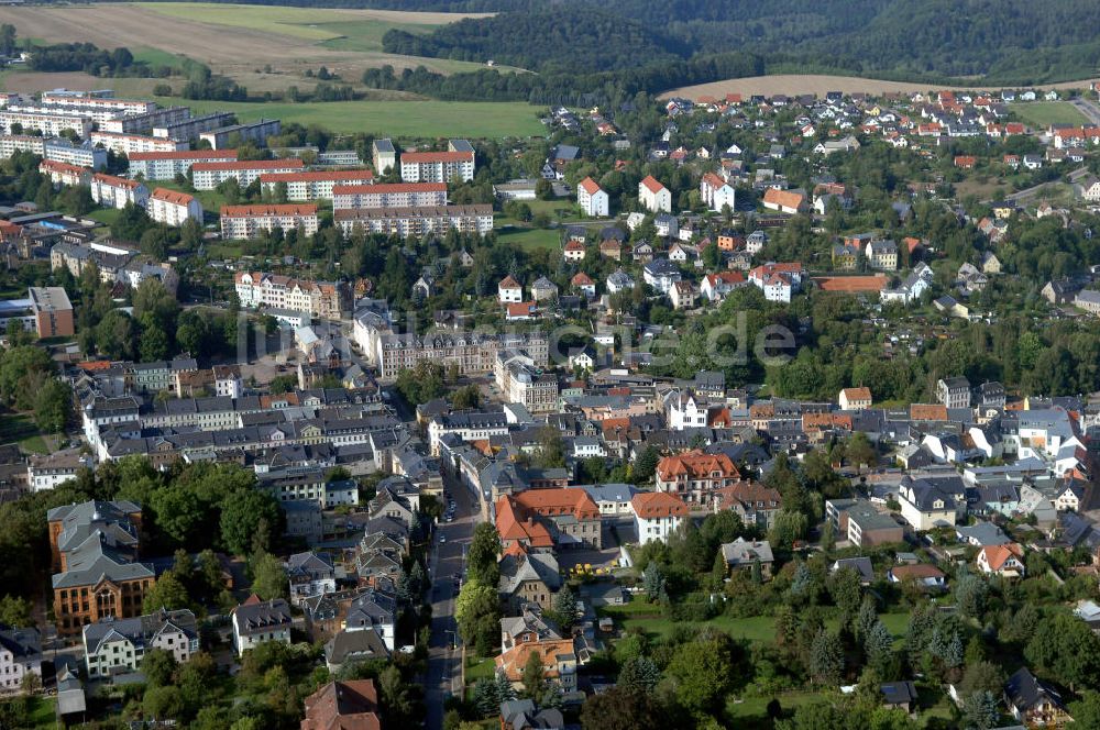 Luftbild Mittweida - Mittweida Stadtzentrum mit der Poststraße und dem Tzschirnerplatz