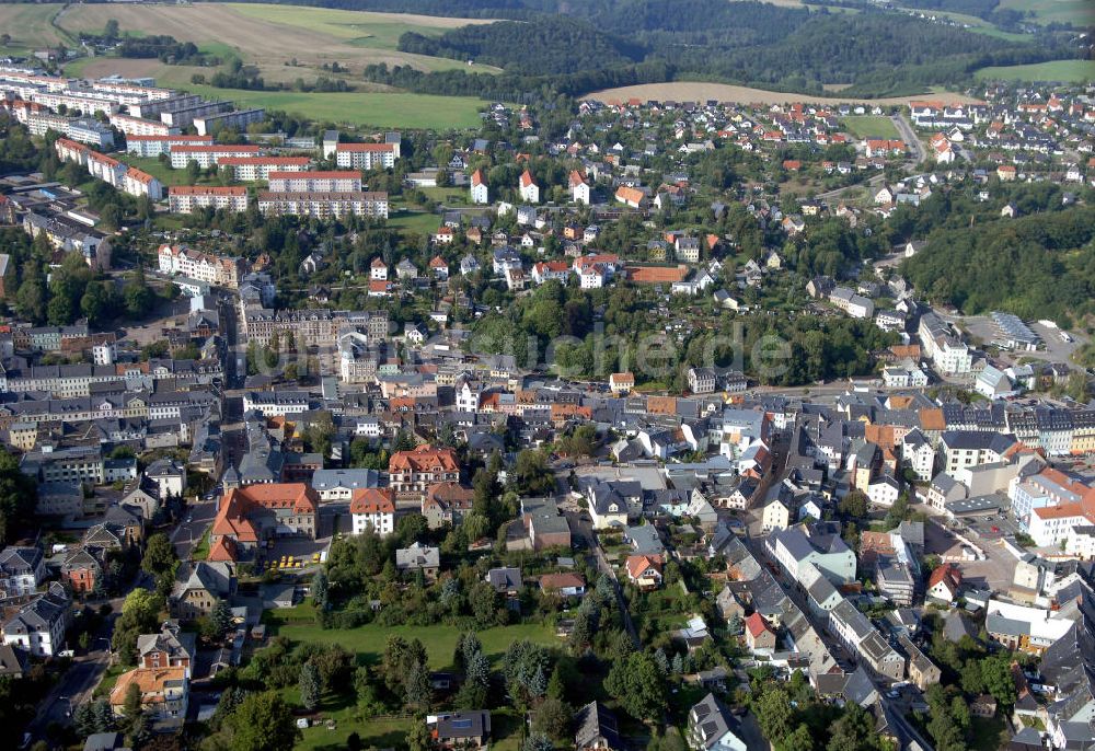 Luftbild Mittweida - Mittweida Stadtzentrum mit der Poststraße und dem Tzschirnerplatz