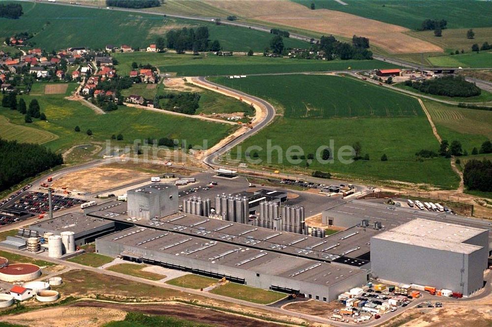 Leppersdorf bei Dresden von oben - Müllermilch-Molkerei bei Leppersdorf