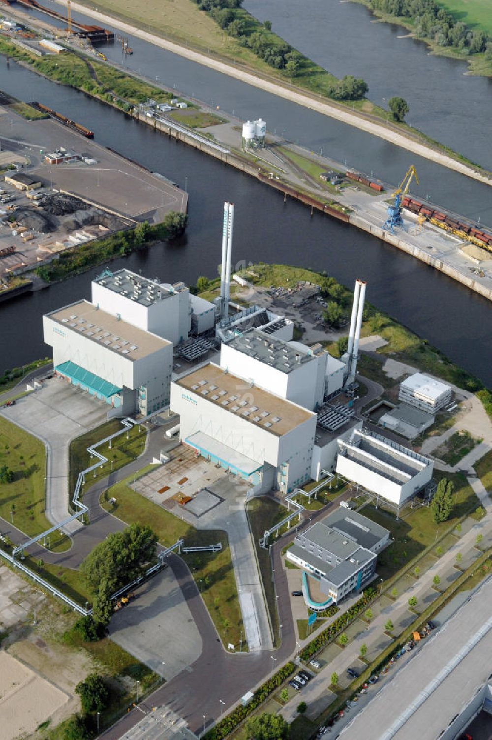 Luftbild Magdeburg - Müllheizkraftwerk (MHKW) Rothensee GmbH in Magdeburg