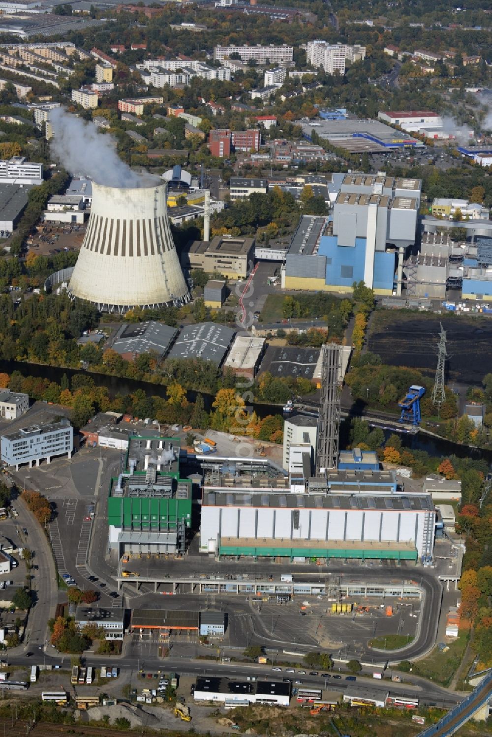 Berlin von oben - Müllverbrennungsanlage Ruhleben der Berliner Stadtreinigung (BSR) in Berlin-Spandau