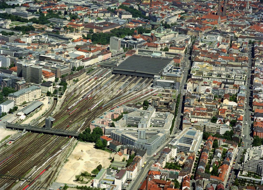 München aus der Vogelperspektive: Münchener Hauptbahnhof