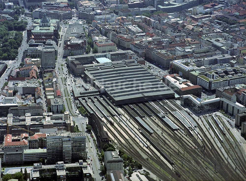 München von oben - Münchner Hauptbahnhof