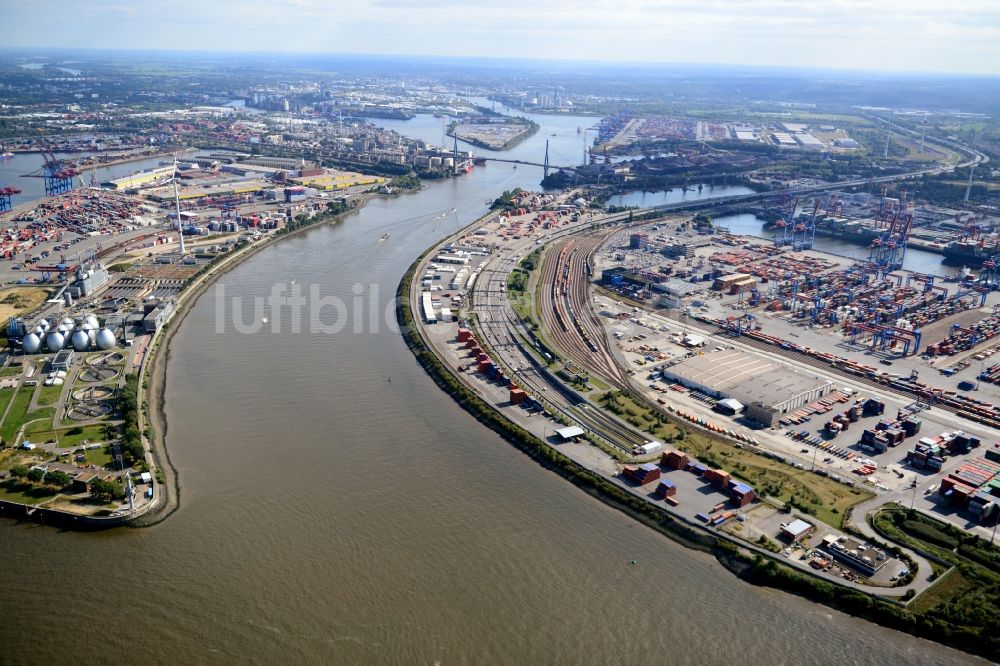 Luftbild Hamburg - Mündungsarm Köhlbrand im Hafen von Hamburg-Mitte