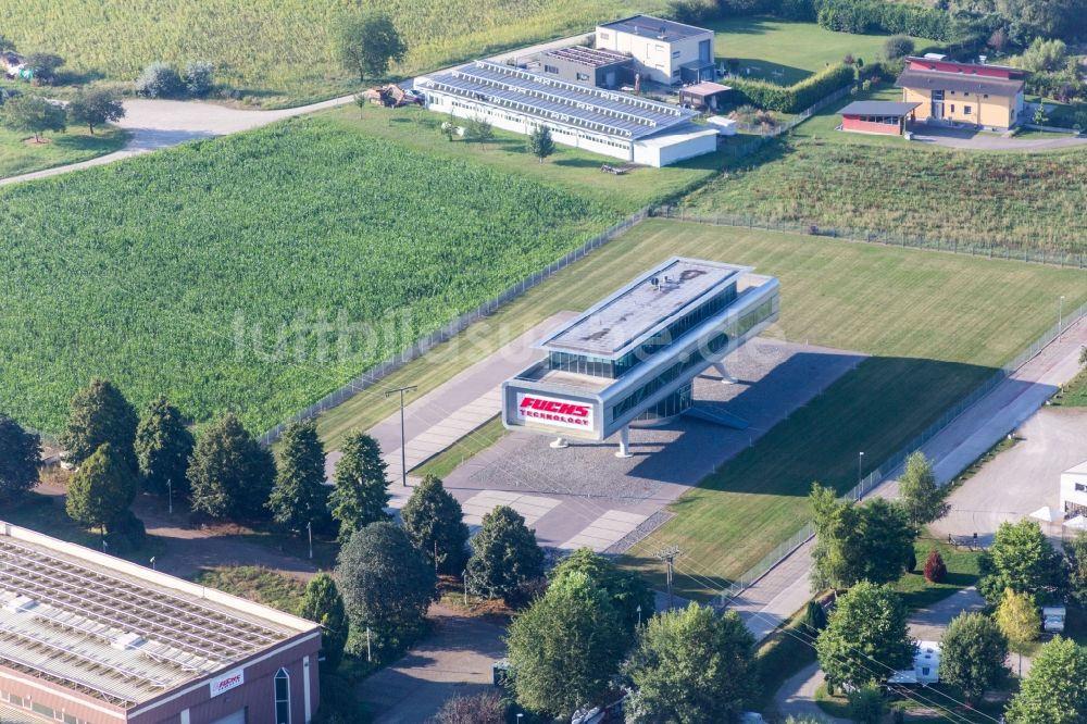 Luftbild Meißenheim - Modernes Gebäude auf Stelzen der Stadtverwaltung der Gemeinde Meißenheim in Meißenheim im Bundesland Baden-Württemberg, Deutschland