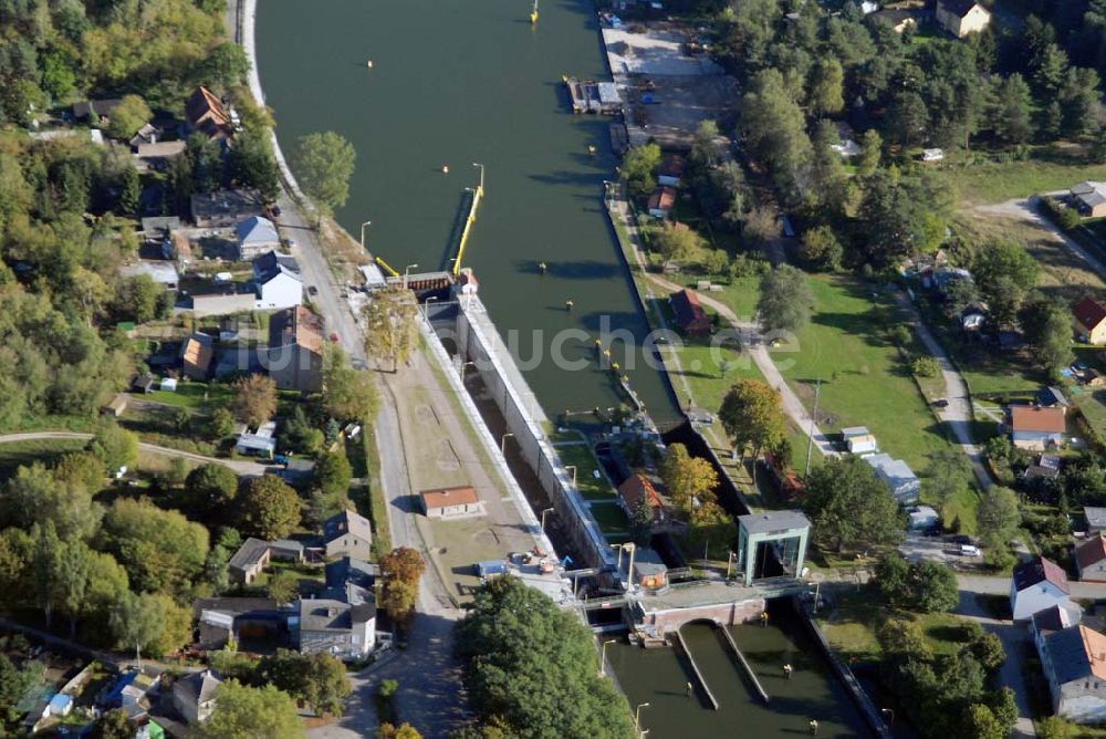 Wernsdorf aus der Vogelperspektive: Modernisierte Schleuse in Wernsdorf