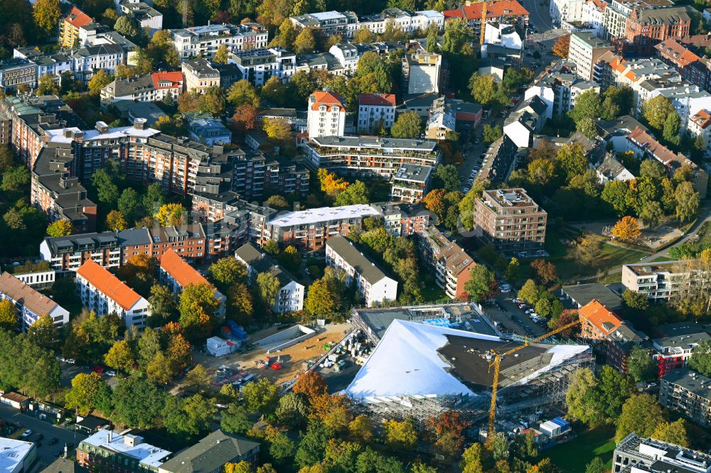 Luftbild Hamburg - Modernisierung der Schwimmhalle Alster-Schwimmhalle im Ortsteil Hohenfelde in Hamburg, Deutschland