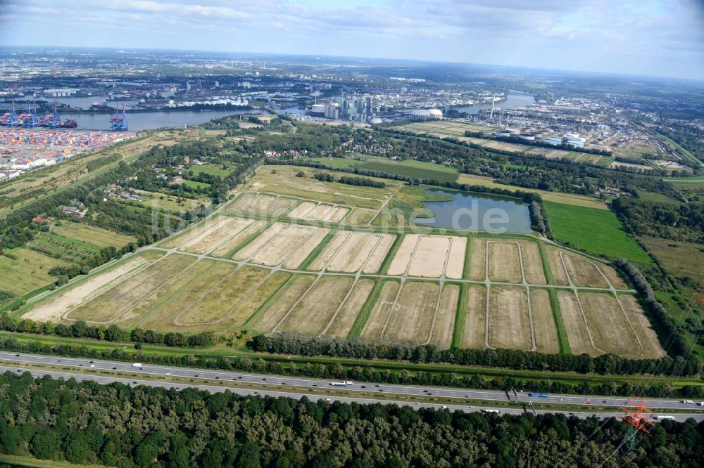 Luftbild Hamburg Moorburg - Moorburger Elbdeich an der Autobahn A7 in Hamburg