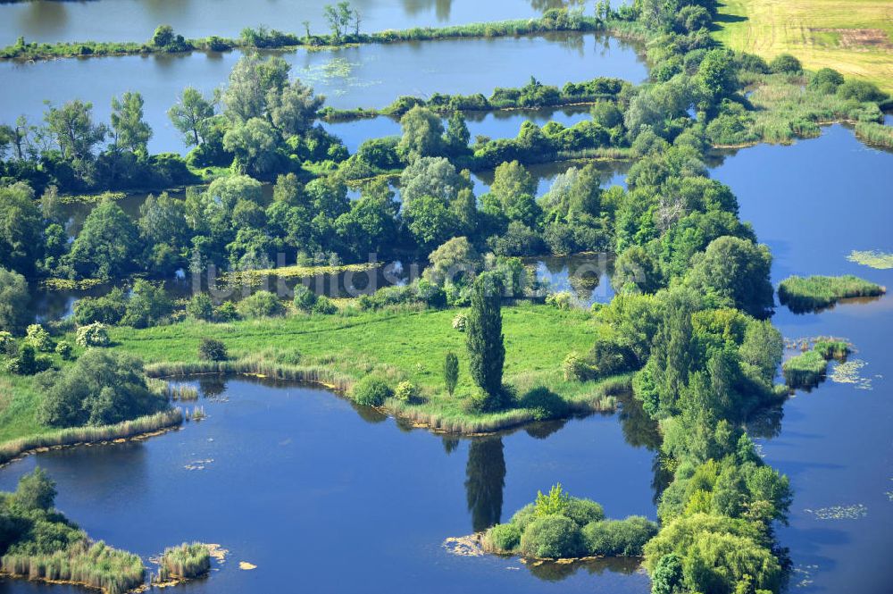 Luftaufnahme Tremmen - Moorlandschaft und Fischzucht bei Ketzin