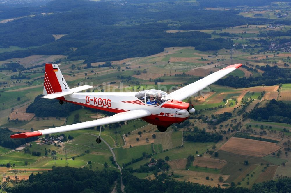 Luftaufnahme Rheinfelden (Baden) - Motorsegler Scheibe SF 25 C Falke mit Kennzeichen D-KOOG im Fluge im Luftraum über Rheinfelden (Baden) im Bundesland Baden-Württemberg