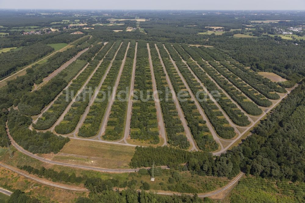 Dorsten von oben - Munitionsbunker Depot - Reihen der Bundeswehr bei Wulfen, einem Stadtteil von Dorsten in Nordrhein-Westfalen