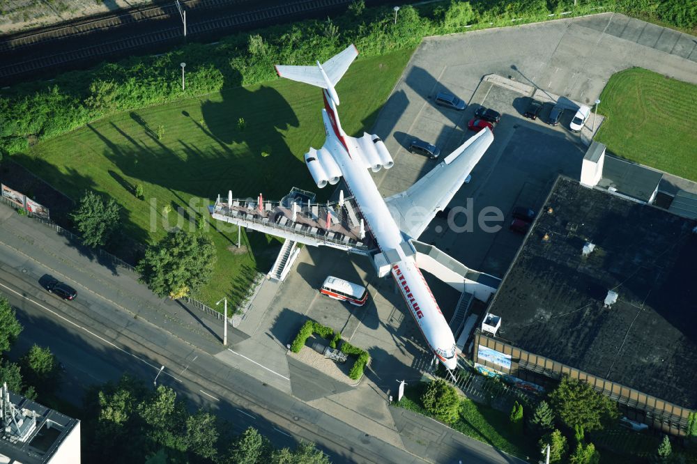 Luftaufnahme Leipzig - Museums- Flugzeug einer Iljuschin IL-62 der INTERFLUG in Leipzig im Bundesland Sachsen, Deutschland