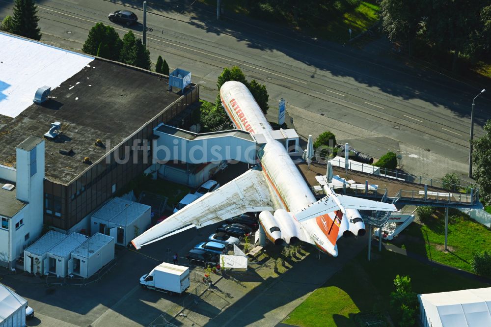 Luftbild Leipzig - Museums- Flugzeug einer Iljuschin IL-62 der INTERFLUG in Leipzig im Bundesland Sachsen, Deutschland