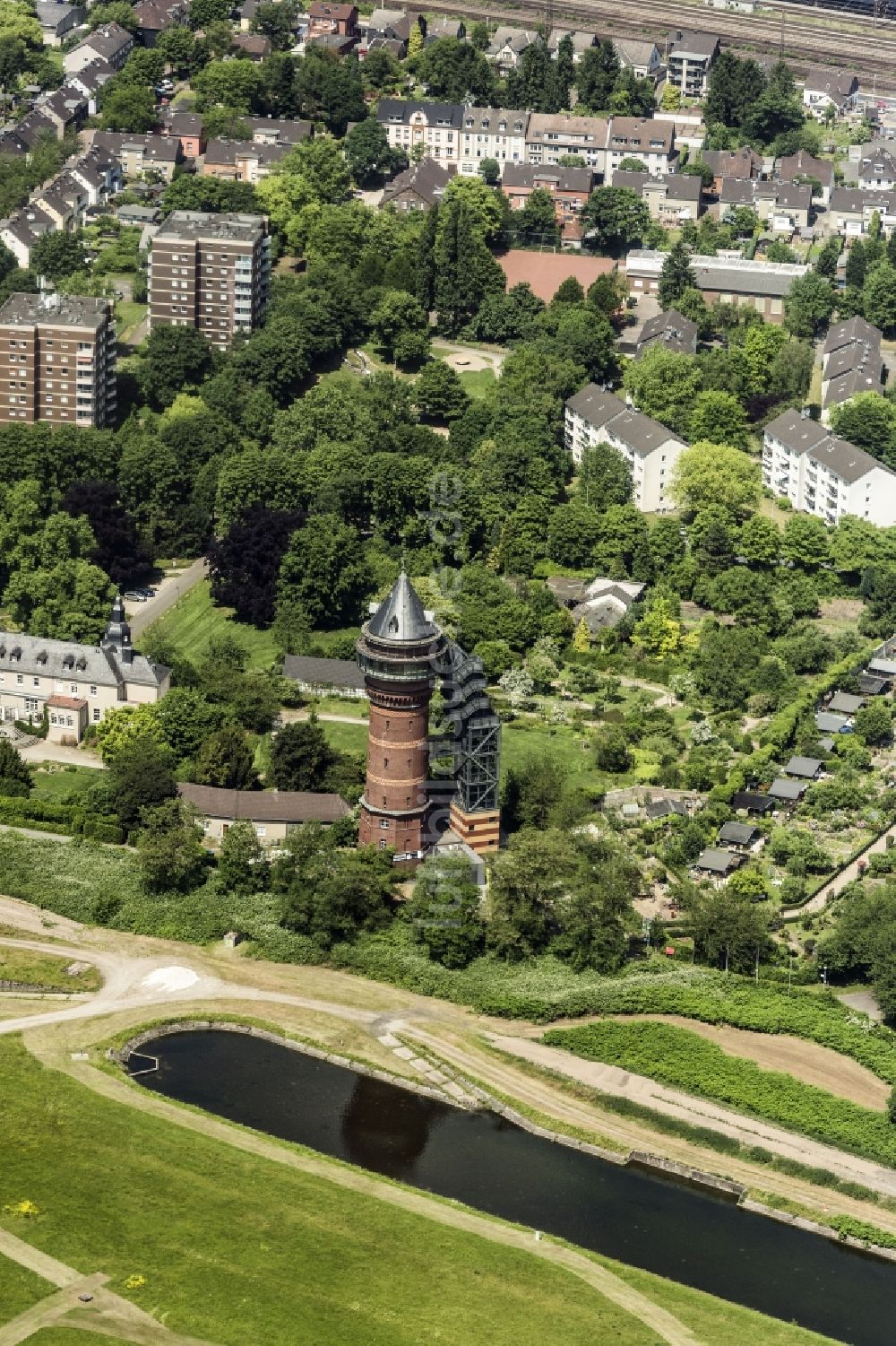 Luftbild Mülheim an der Ruhr - Museums- Gebäude- Ensemble Aquarius Wassermuseum in Mülheim an der Ruhr im Bundesland Nordrhein-Westfalen - NRW, Deutschland