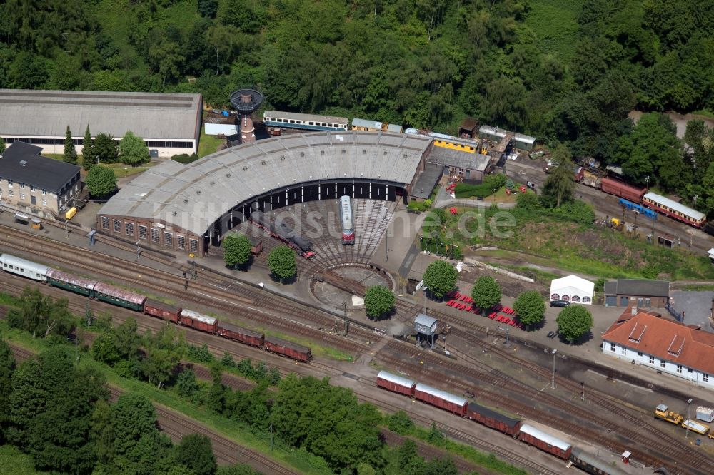 Bochum aus der Vogelperspektive: Museums- Gebäude- Ensemble Eisenbahnmuseum Bochum im Ortsteil Dahlhausen in Bochum im Bundesland Nordrhein-Westfalen