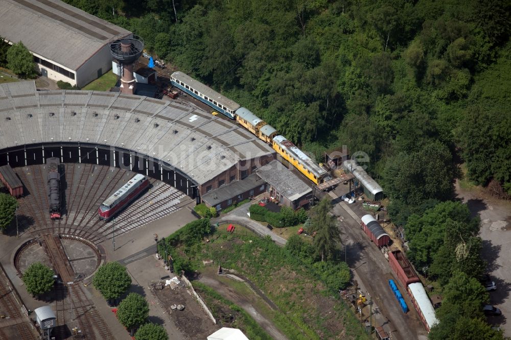 Luftaufnahme Bochum - Museums- Gebäude- Ensemble Eisenbahnmuseum Bochum im Ortsteil Dahlhausen in Bochum im Bundesland Nordrhein-Westfalen