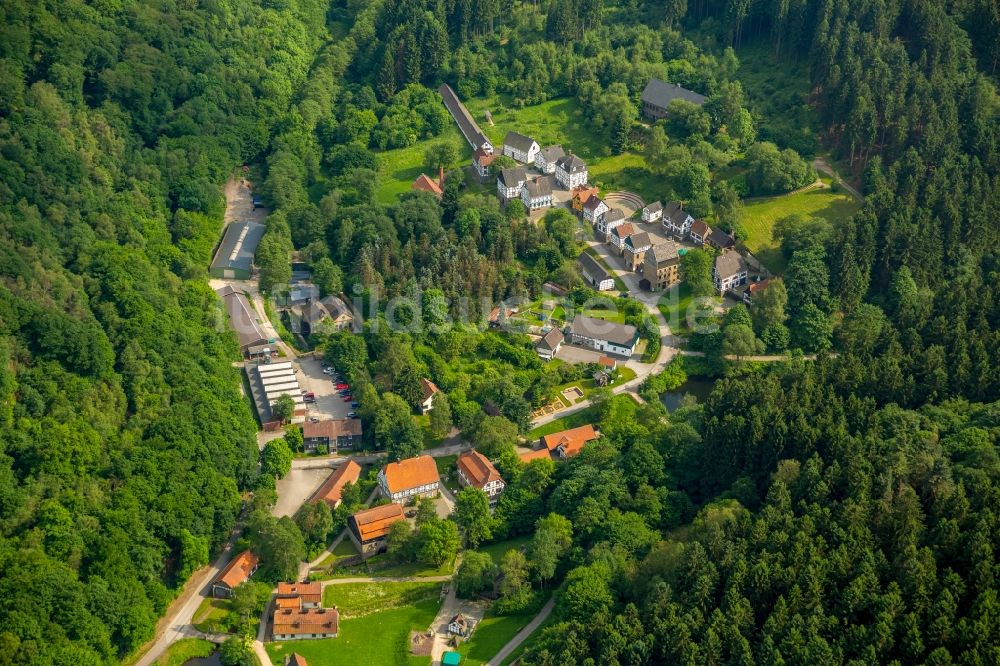 Hagen aus der Vogelperspektive: Museums- Gebäude- Ensemble des Freilichtmuseum in Hagen im Bundesland Nordrhein-Westfalen, Deutschland