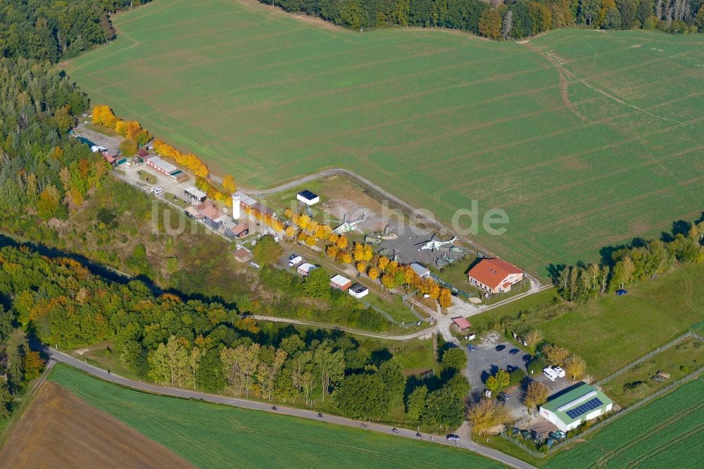 Sickenberg von oben - Museums- Gebäude- Ensemble Grenzmuseum Schifflersgrund in Sickenberg im Bundesland Thüringen, Deutschland