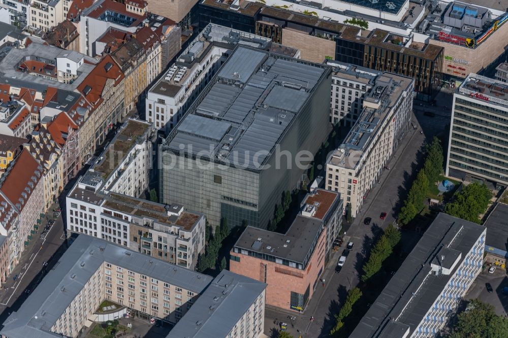 Luftbild Leipzig - Museums- Gebäude- Ensemble Museum der bildenden Künste an der Katharinenstraße im Ortsteil Mitte in Leipzig im Bundesland Sachsen