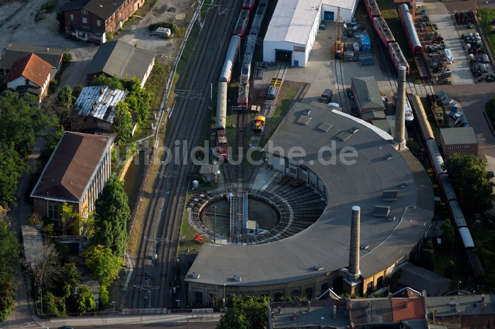 Luftbild Halle (Saale) - Museums- Gebäude- Ensemble des DB Museum an der Volkmannstraße im Ortsteil Gebiet der Doktor in Halle (Saale) im Bundesland Sachsen-Anhalt, Deutschland