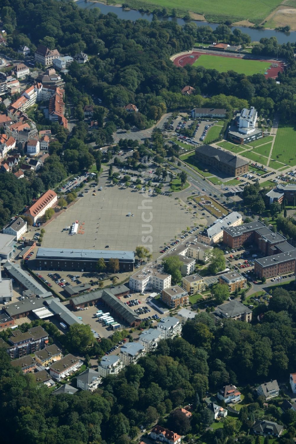 Luftbild Minden - Museums- Gebäude- Ensemble des Preußen-Museum in Minden im Bundesland Nordrhein-Westfalen