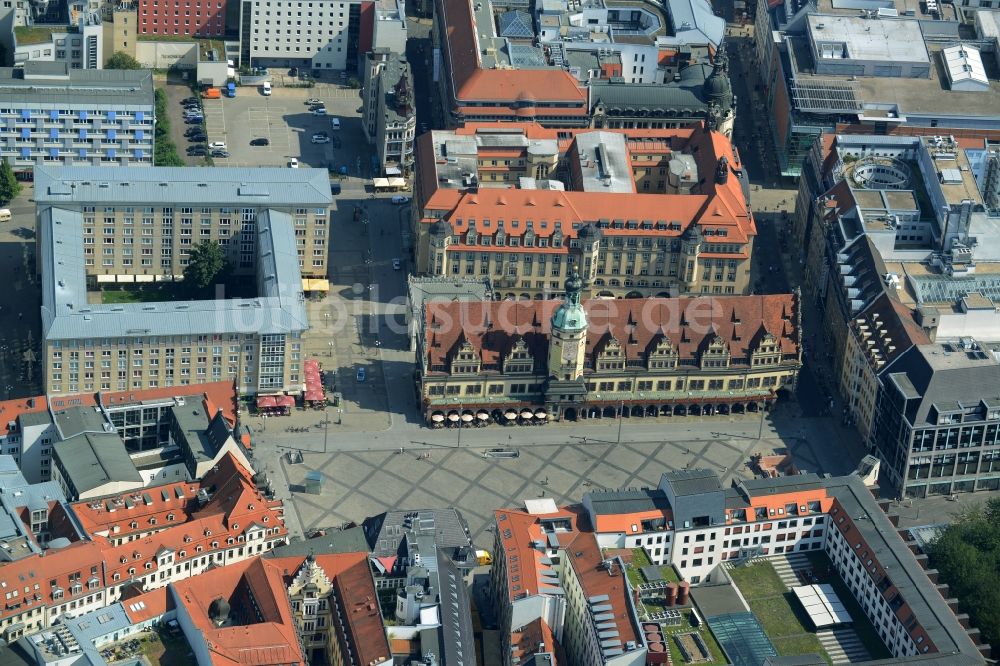 Leipzig aus der Vogelperspektive: Museums- Gebäude- Ensemble Stadtgeschichtliches Museum Leipzig, Altes Rathaus in Leipzig im Bundesland Sachsen