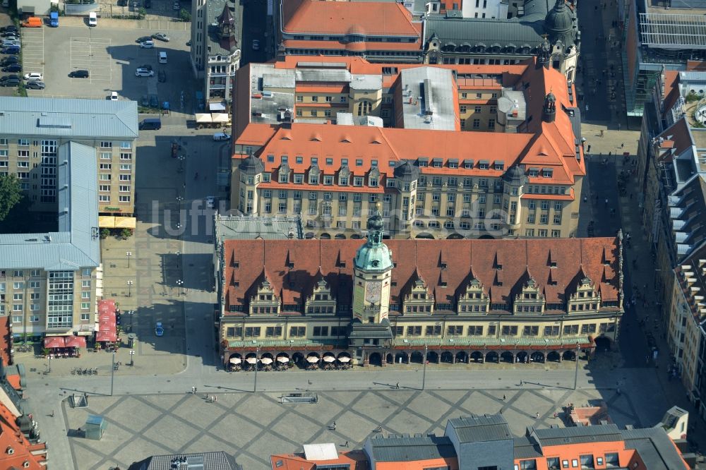 Luftbild Leipzig - Museums- Gebäude- Ensemble Stadtgeschichtliches Museum Leipzig, Altes Rathaus in Leipzig im Bundesland Sachsen