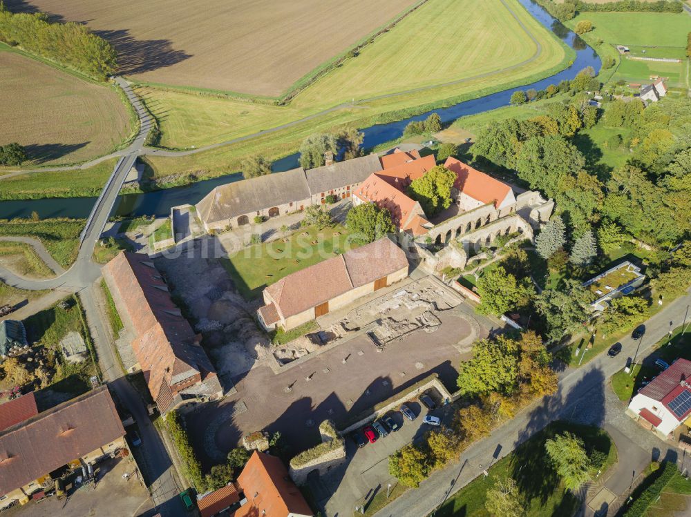 Luftbild Kaiserpfalz - Museums- Gebäude- Ensemble Stiftung Kloster und Kaiserpfalz Memleben in Kaiserpfalz im Bundesland Sachsen-Anhalt, Deutschland